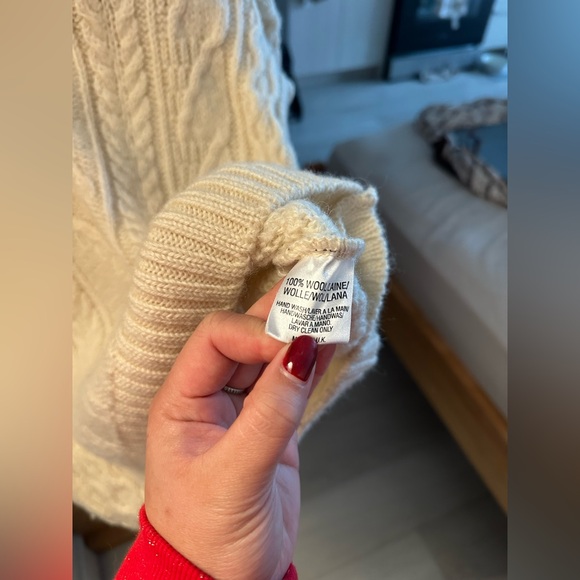 British Wool Cream White Cable Knit Sweater - Picture 6 of 7